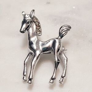 Silver-Tone Horse / Colt Brooch Pin Vintage 1.5 In
